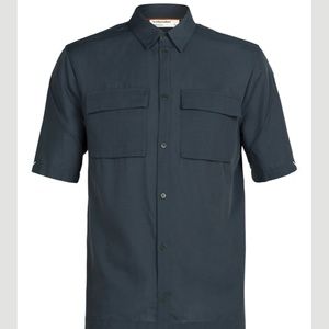 NWT icebreaker mens sz S merino blend button down shirt color Ivy